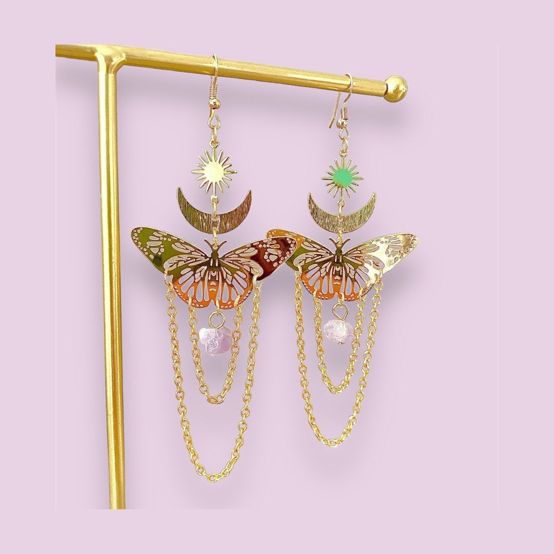 Amethyst Butterfly Drop Earrings - Image 2