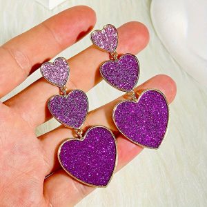 Pink Heart Pendant Earrings
