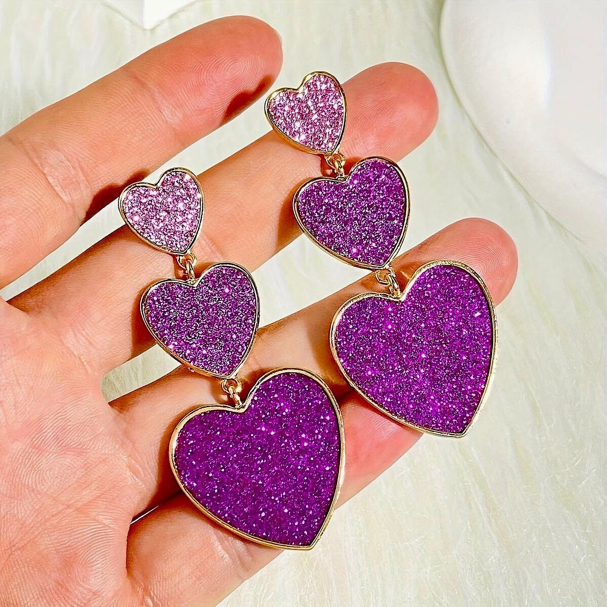 Pink Heart Pendant Earrings