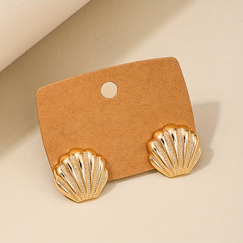 Golden Seashell Stud Earrings