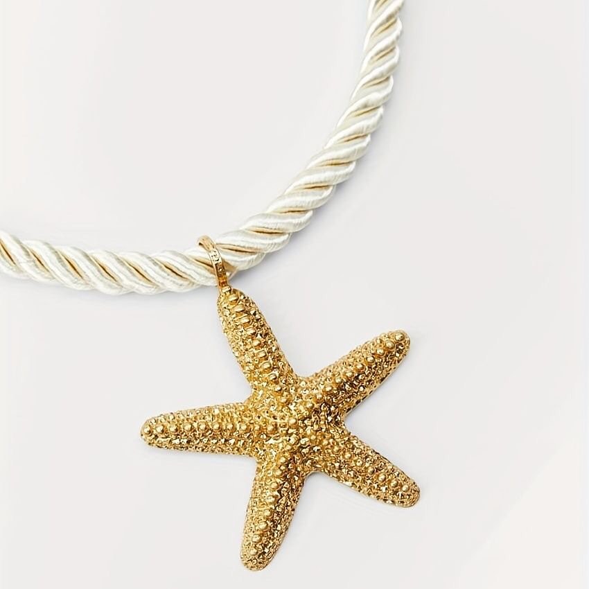 Golden Starfish Cord Necklace - Image 2