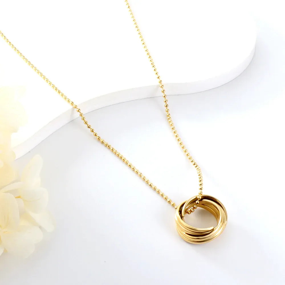 Mixed Circles Gold‑Plated Necklace - Image 3