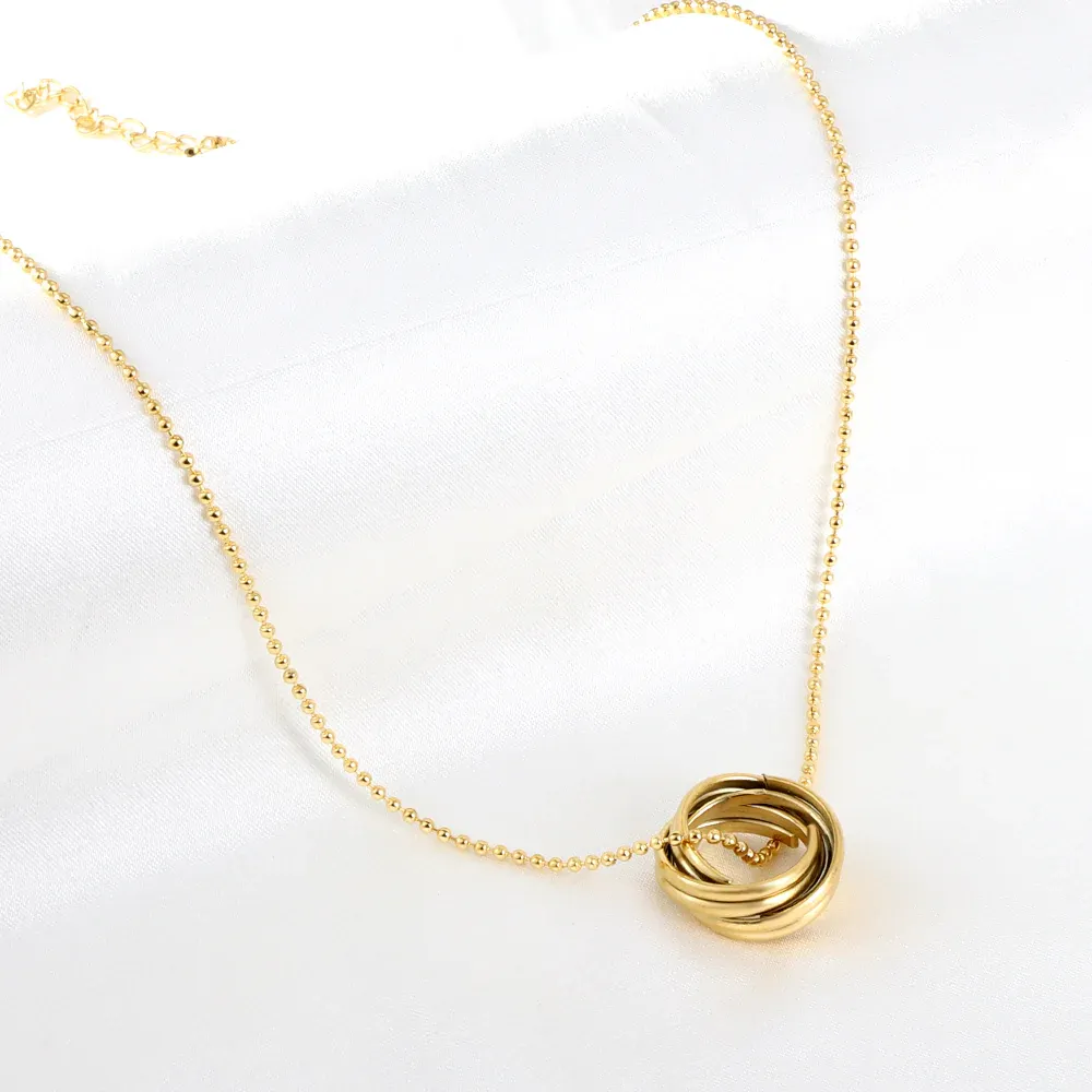Mixed Circles Gold‑Plated Necklace - Image 4