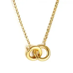 Double Circle Gold‑Plated Necklace