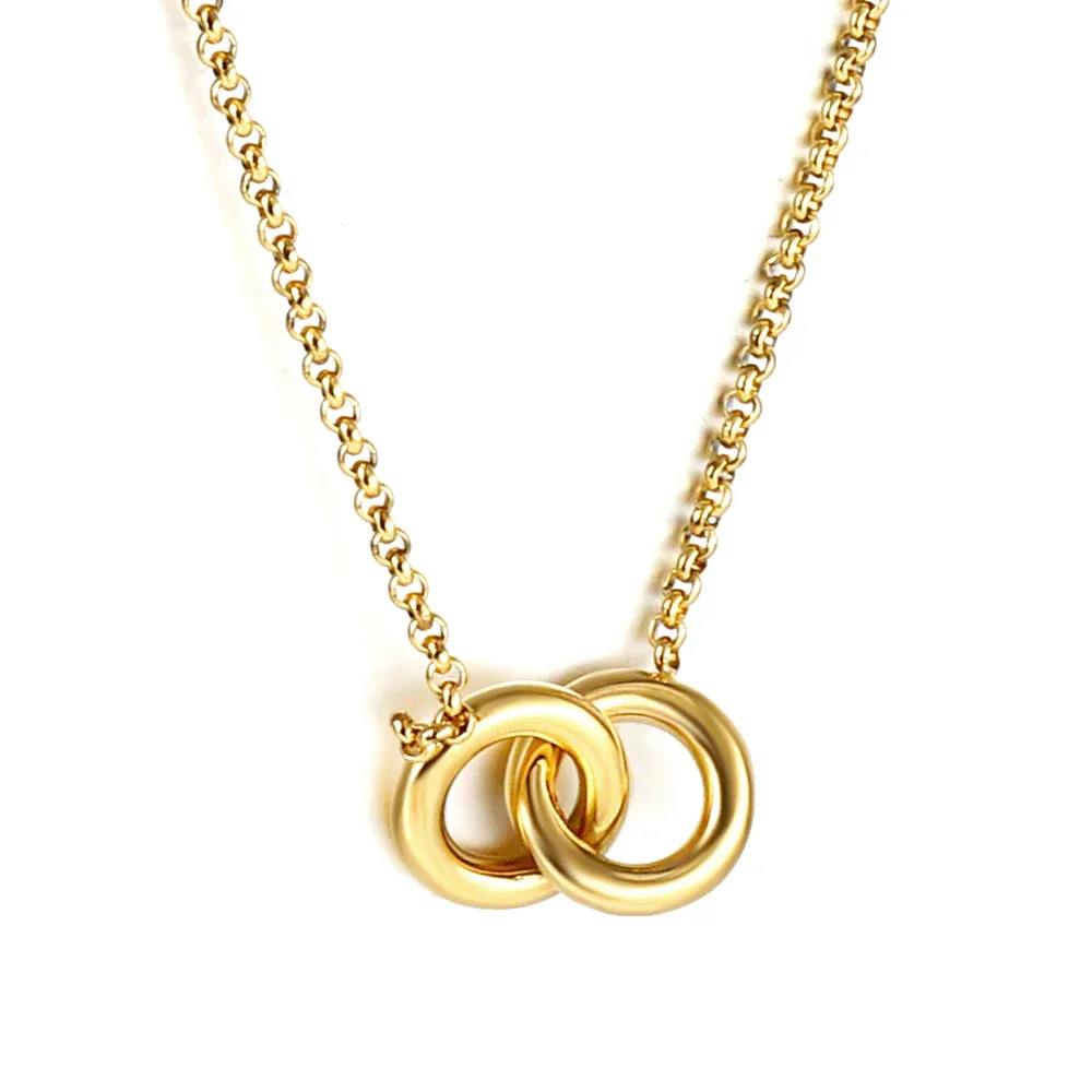 Double Circle Gold‑Plated Necklace