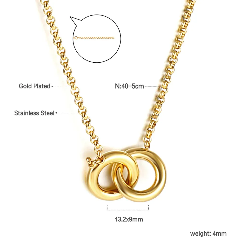 Double Circle Gold‑Plated Necklace - Image 5