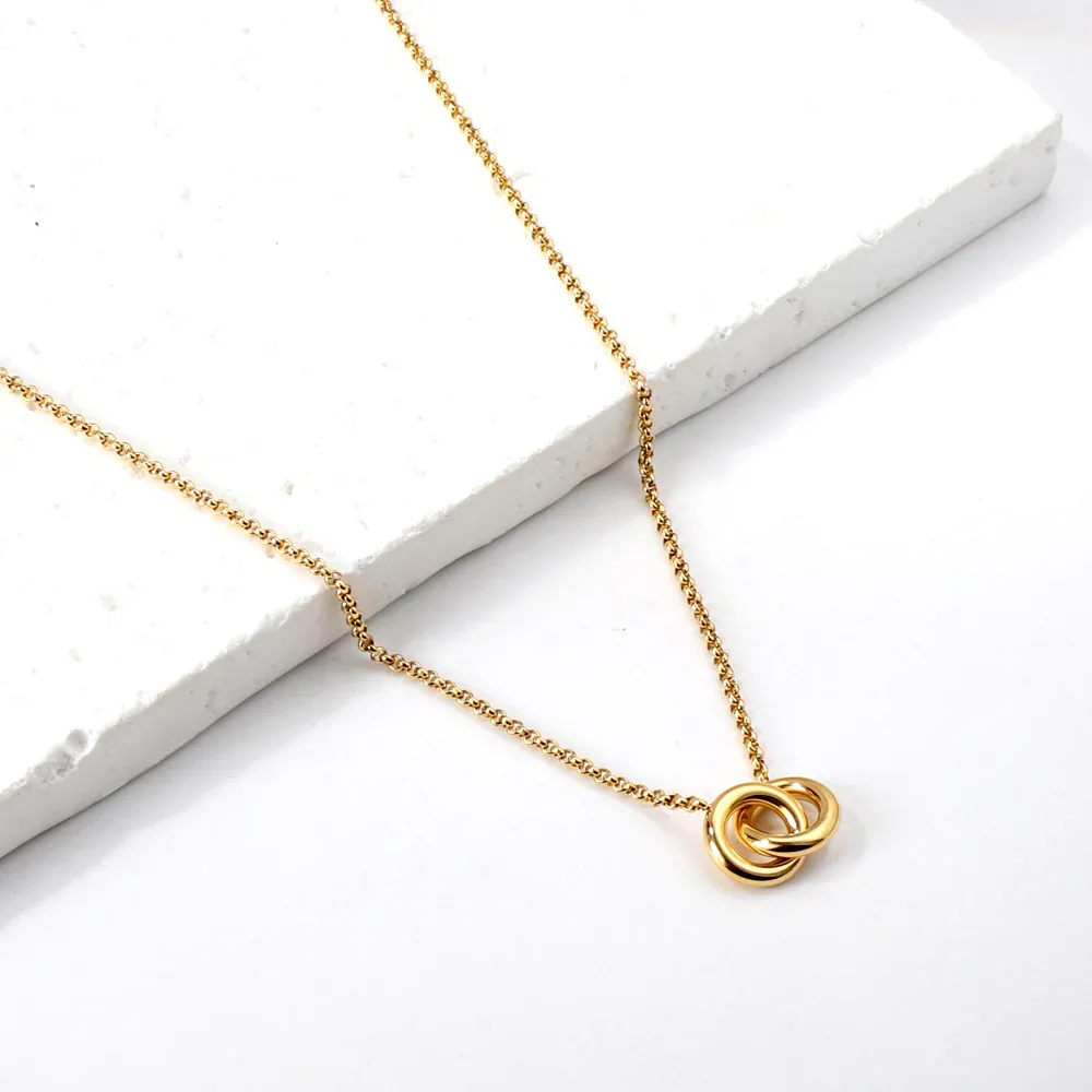 Double Circle Gold‑Plated Necklace - Image 2